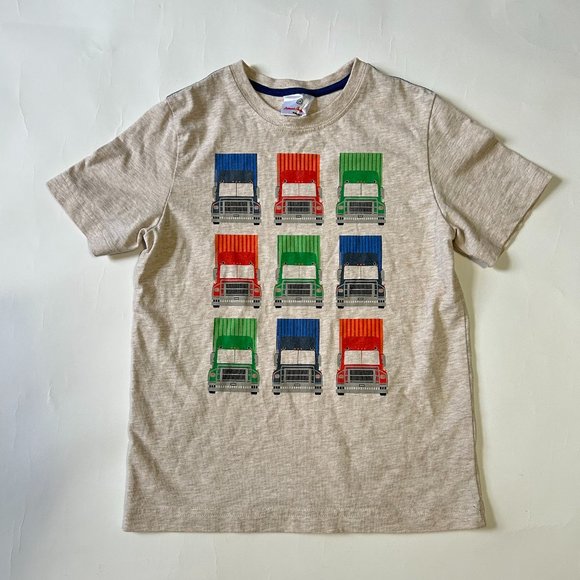 Hanna Andersson Boy Size 130 trucks trailers short sleeve T-shirt - Picture 1 of 8